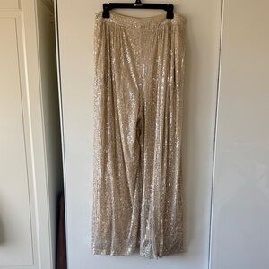 Sparkling Sequin Wide-Leg Pants